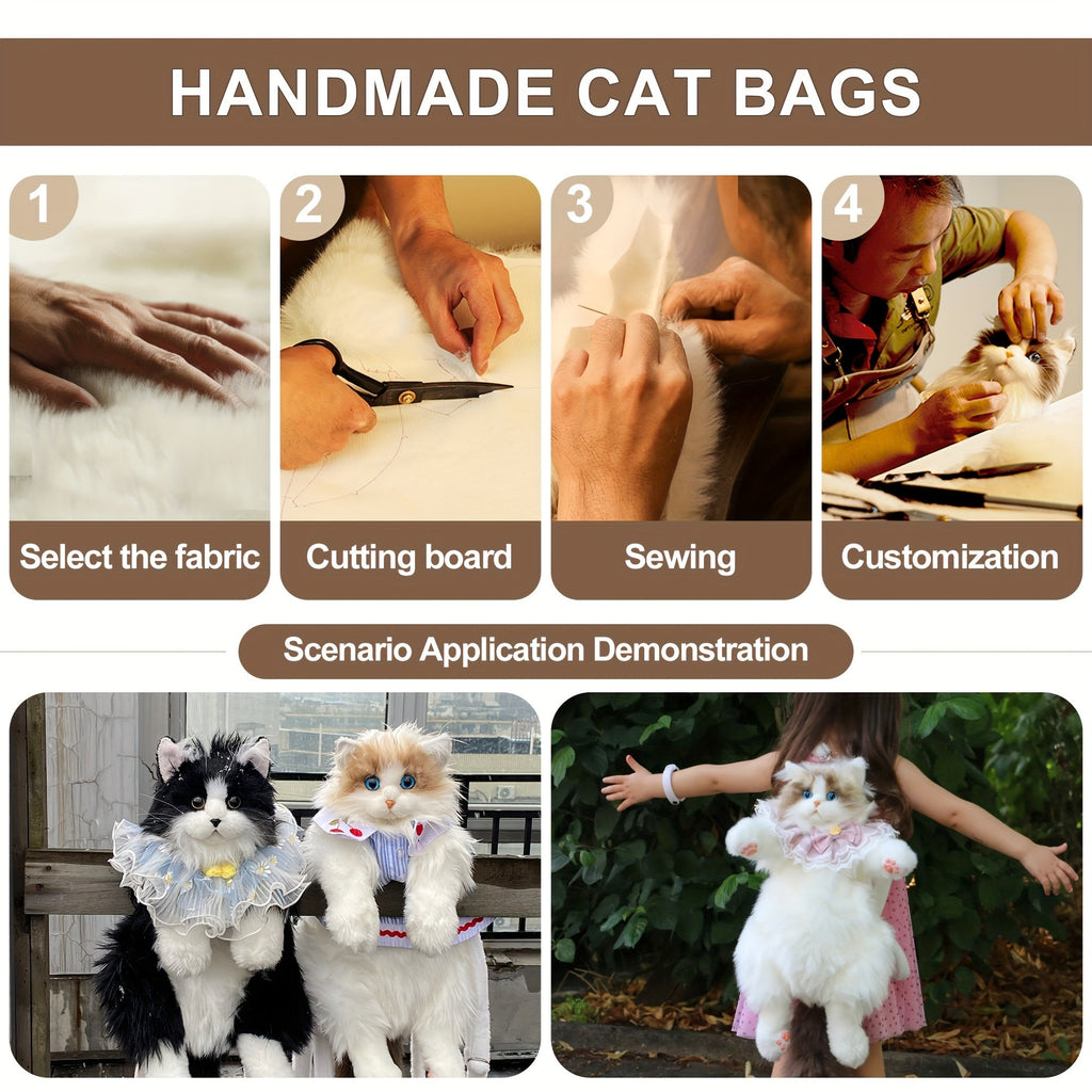 Tuxedo Cat Plush Backpack Stuffed Animal – Handmade Wearable Cat Plush with Gift Box & Card, Cute Cat Backpack Gift for Women Kids Cat Lovers Birthday Anniversary