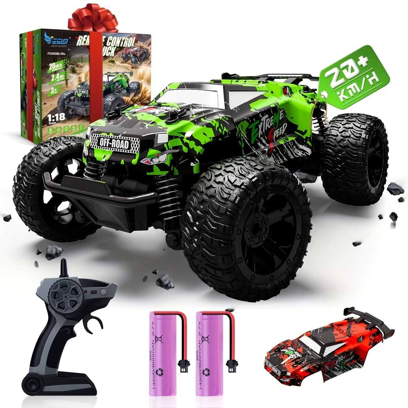 LED RC Off-Road Car for Kids - American Style Remote Control Car with Lights, Outdoor Off-Road Racing Toy for Boys, Birthday & Christmas Gift