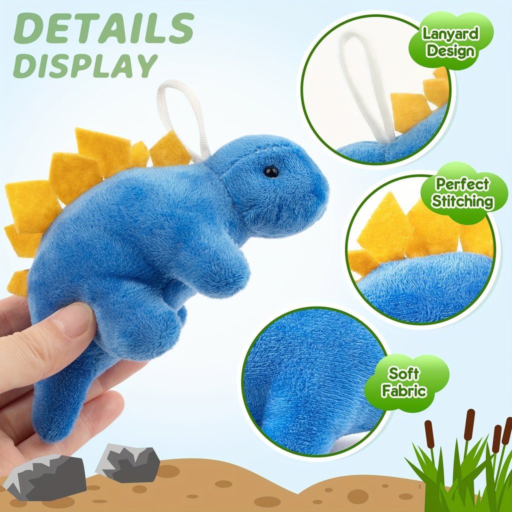 Mini Dinosaur Plush Toys 12 Pack – Soft Stuffed Dino Figures Bulk Party Favors for Kids, Goodie Bag Stuffers, Keychains, Carnival Prizes Boys Girls