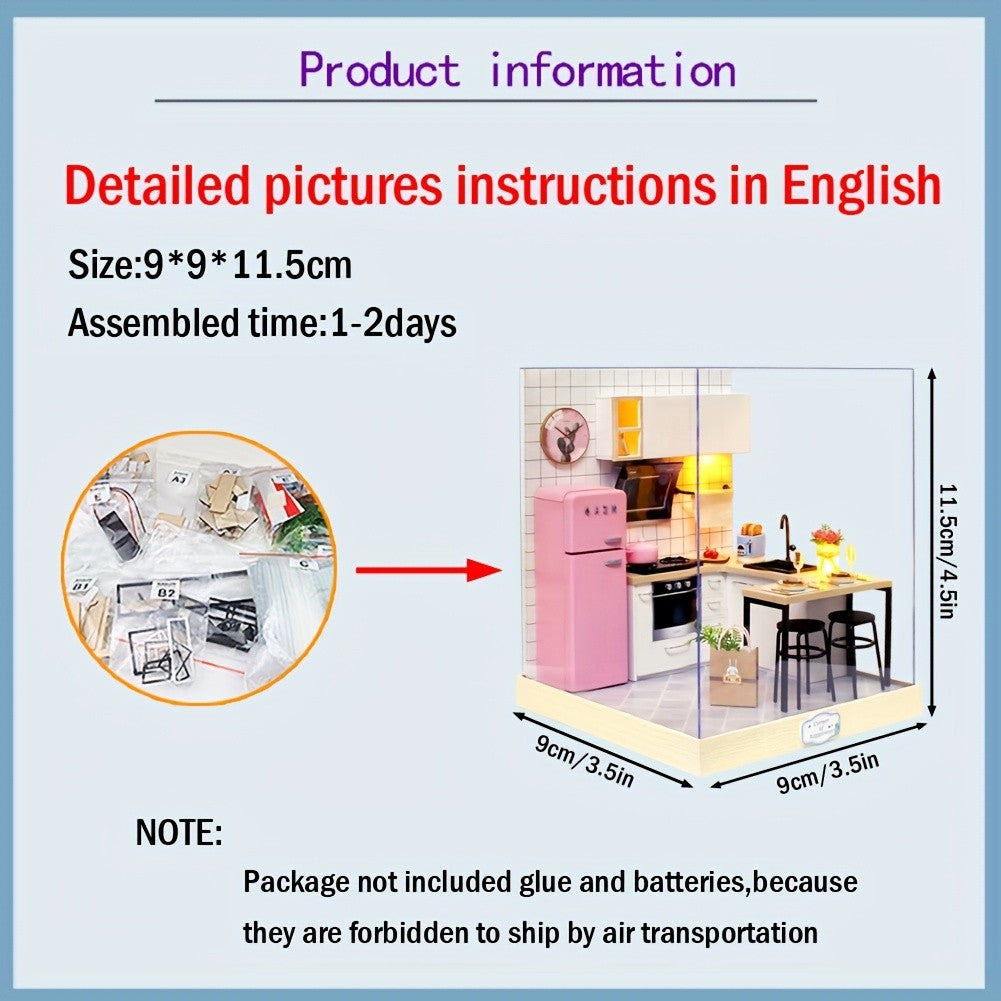 DIY Mini Dollhouse Puzzle Kit with Dust Cover – Small Miniature House Model No Glue Needed 4 Styles Tea Time Flavor Life Heartbeat Creativity Desktop Decor Gift Teens Ages 14+