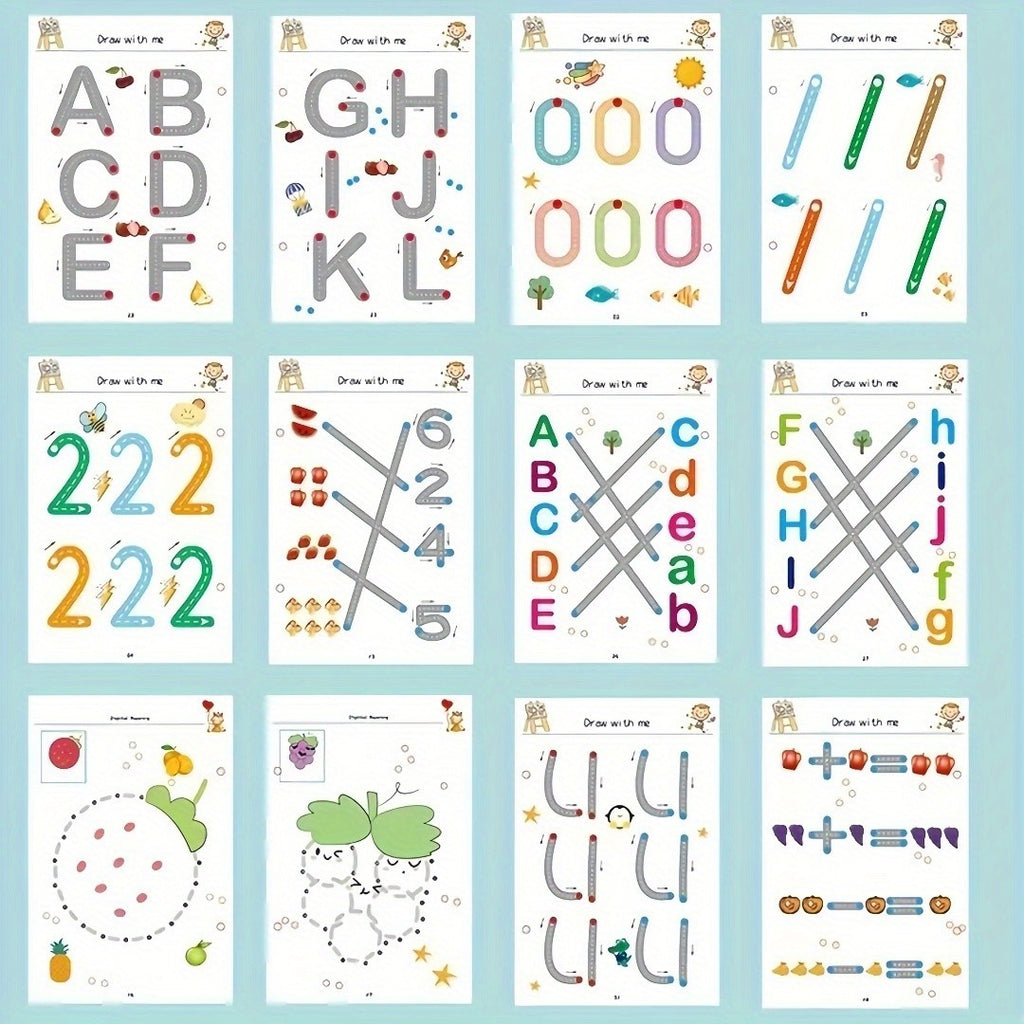 64-Page Reusable Magic Wipe Clean Exercise Book for Kids - Pen Control & Tracing Practice Book, Educational Writing Activity Book, Back to School Gift for Toddlers Preschoolers