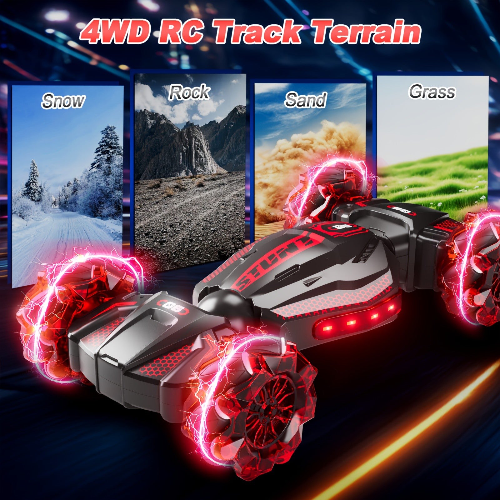 RC Stunt Car for Kids 8WD Dual Remote Control, 1:24 Scale 2.4GHz 28Km/h All-Terrain LED Race Car, Crash-Resistant Birthday Gift for Boys Girls