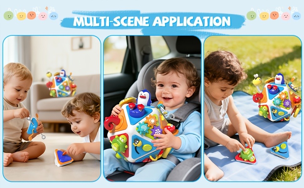 21-in-1 Busy Board Activity Cube for Toddlers & Baby - Montessori Sensory Learning Toy for Boys Girls Ages 1-3, Early Educational Development Travel Toy, Best First Birthday Gift