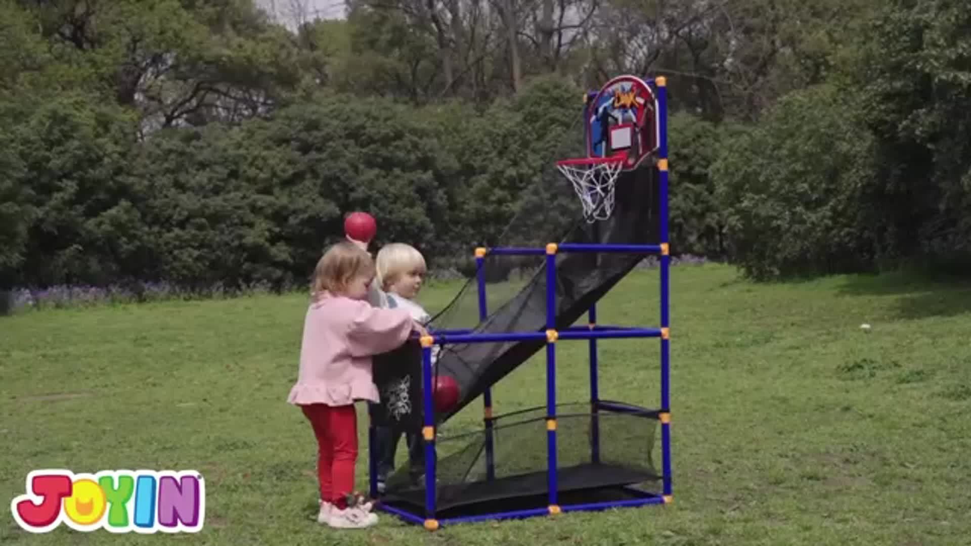Kids Arcade Basketball Hoop Set with 4 Balls & Air Pump - Adjustable Height Indoor Outdoor Sport Game for Kids Ages 3+, Easy Assembly