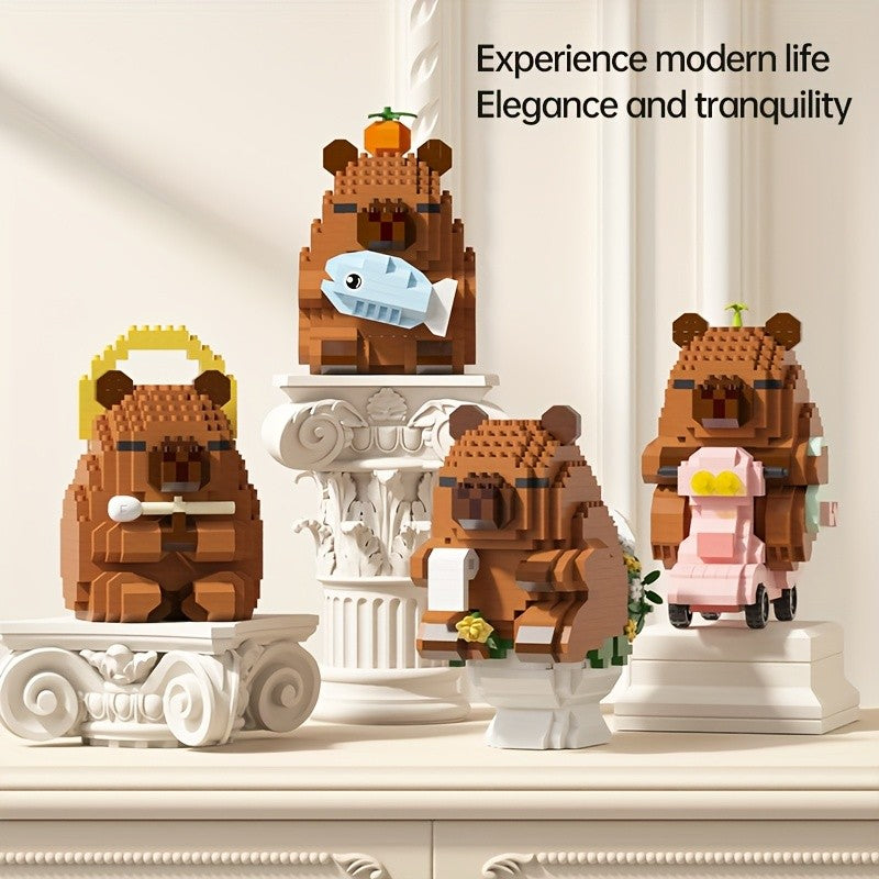 Capybara Micro Building Blocks 562pcs Miniature Collector Edition DIY Desk Decor Stress Relief Toy - Multiple Themes - Birthday Easter Christmas Gift for Boys Girls Teens Adults