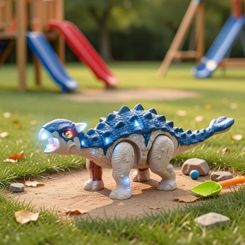 Ankylosaurus Walking Dinosaur Robot Toy Glowing Lights Roaring Sound Automatic Interactive Dino for Kids Ages 3-12 Boys Girls Birthday Christmas Gift