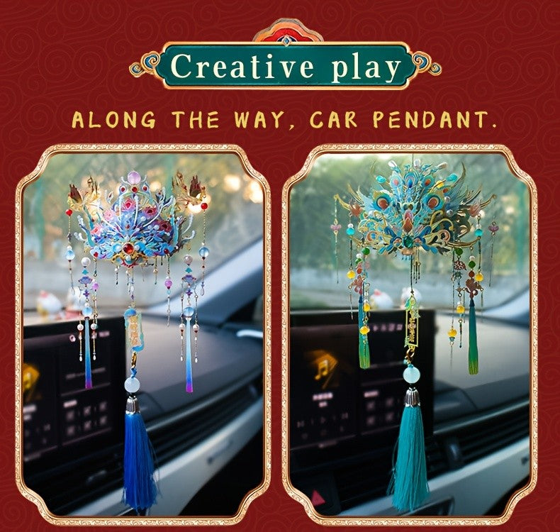 3D Metal Puzzle Phoenix Crown – Elegant Blue & Gold Intricate Model with Beads & Tassels, Unique DIY Assembly Gift for Teens Adults Boyfriend Girlfriend Birthday Christmas