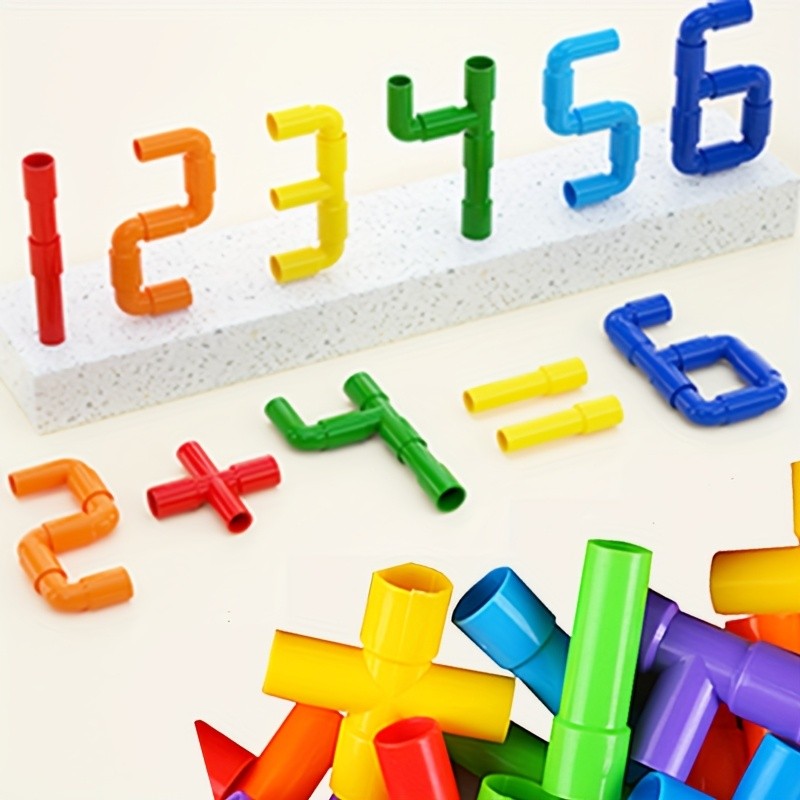 Pipe Building Blocks Set for Kids, Creative Water Pipe Tube Construction Toy with Storage Bucket for Boys Girls Ages 3+, STEM Open-Ended Imaginative Building Toy, Birthday Halloween Christmas Gift