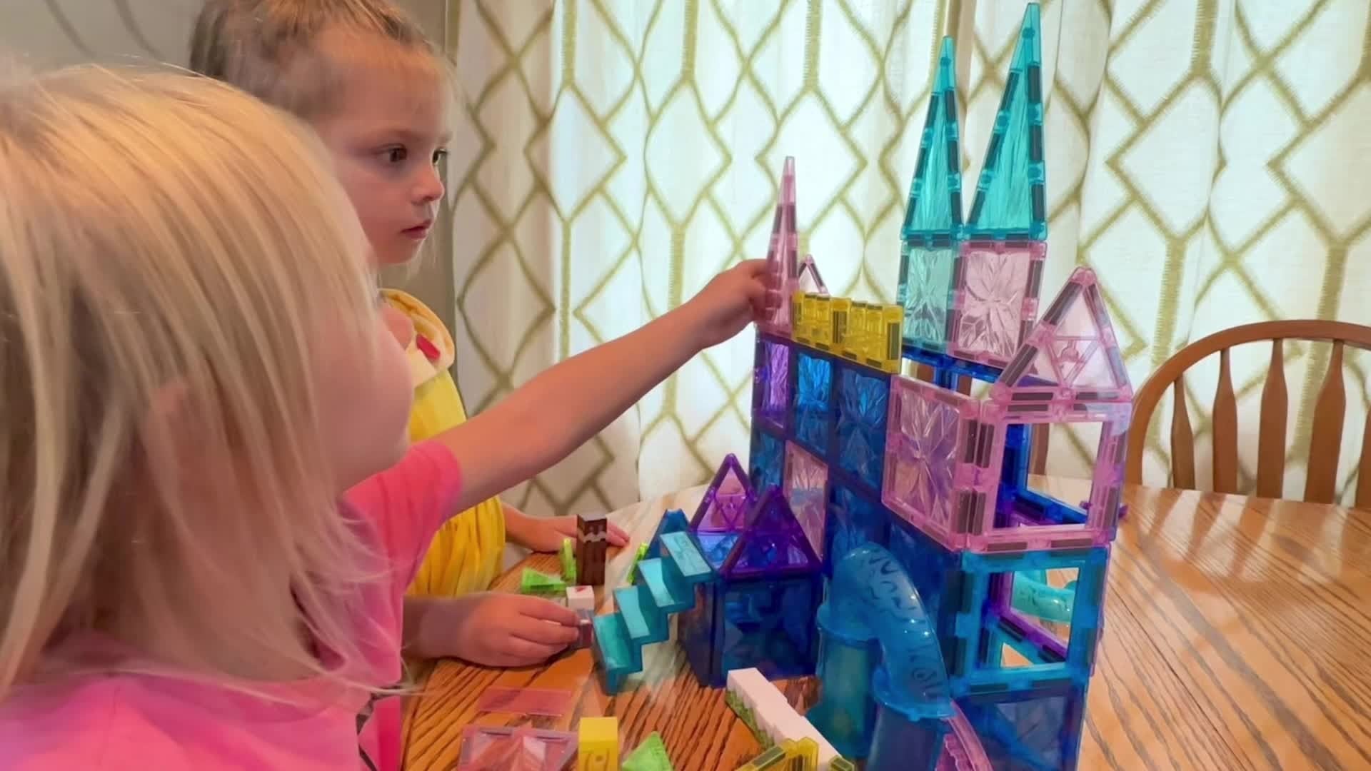 Magnetic Tiles 114pcs Princess Ice Castle Building Set 3D STEM Construction Toy for Girls Boys Ages 3-8 - Birthday Christmas Gift