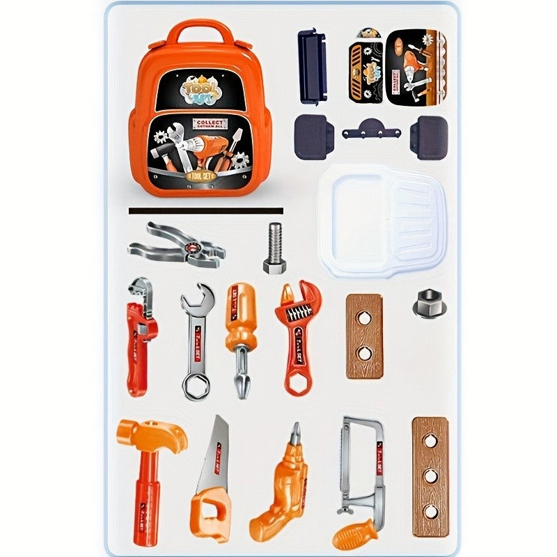 Kids Toy Tool Backpack Set 22pcs Pretend Home Repair Tools for Boys – Construction Worker Role Play Toolkit with Backpack Birthday Halloween Christmas Gift for Toddlers