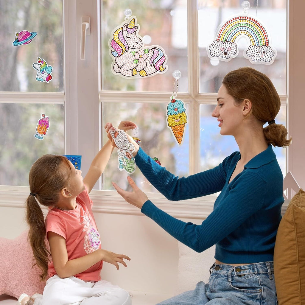 Gem Painting Kit for Kids 16 Projects 5D Diamond Art Craft Set with 2800+ Gems Suncatchers Keychains Necklaces Stickers Gift for Girls Ages 6+ Birthday Christmas Easter