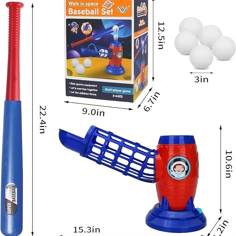 Kids Automatic Baseball Pitching Machine Toy Set with 10 Balls Batting Practice Sports Trainer for Boys Girls Ages 3 Plus - Birthday Christmas Gift