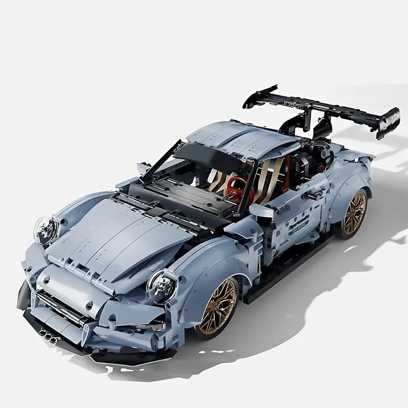 2100pcs Misty Blue Lowrider Sports Car Building Blocks Set Adult Collectible Model Kit Desktop Ornament Room Decor Gift for Men Car Enthusiasts