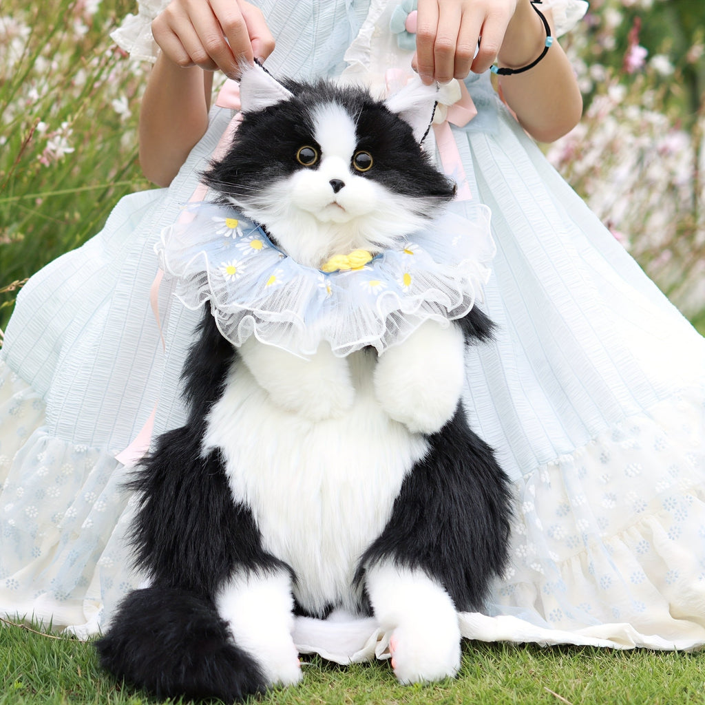 Tuxedo Cat Plush Backpack Stuffed Animal – Handmade Wearable Cat Plush with Gift Box & Card, Cute Cat Backpack Gift for Women Kids Cat Lovers Birthday Anniversary