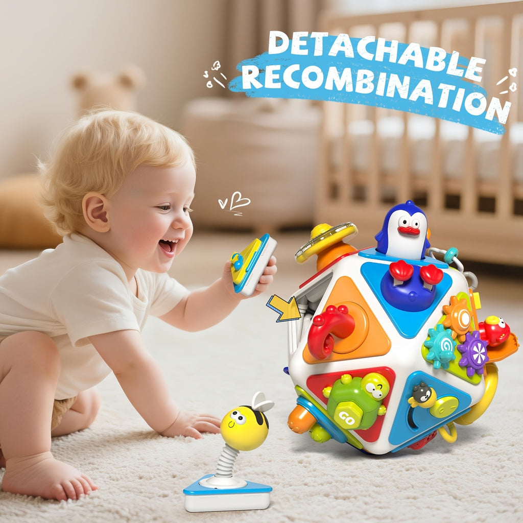 21-in-1 Busy Board Activity Cube for Toddlers & Baby - Montessori Sensory Learning Toy for Boys Girls Ages 1-3, Early Educational Development Travel Toy, Best First Birthday Gift