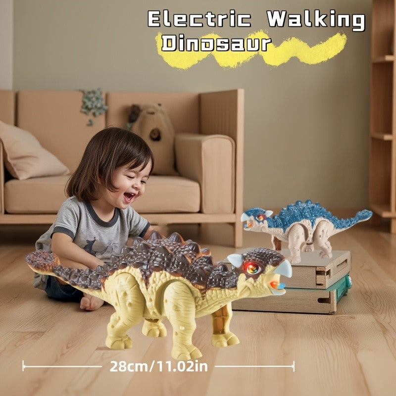 Walking Ankylosaurus Dinosaur Toy with Sound & Light – Interactive Jurassic Dinosaur Figure for Kids – Random Color Electric Dino Toy – Birthday & Children's Day Gift for Boys & Girls