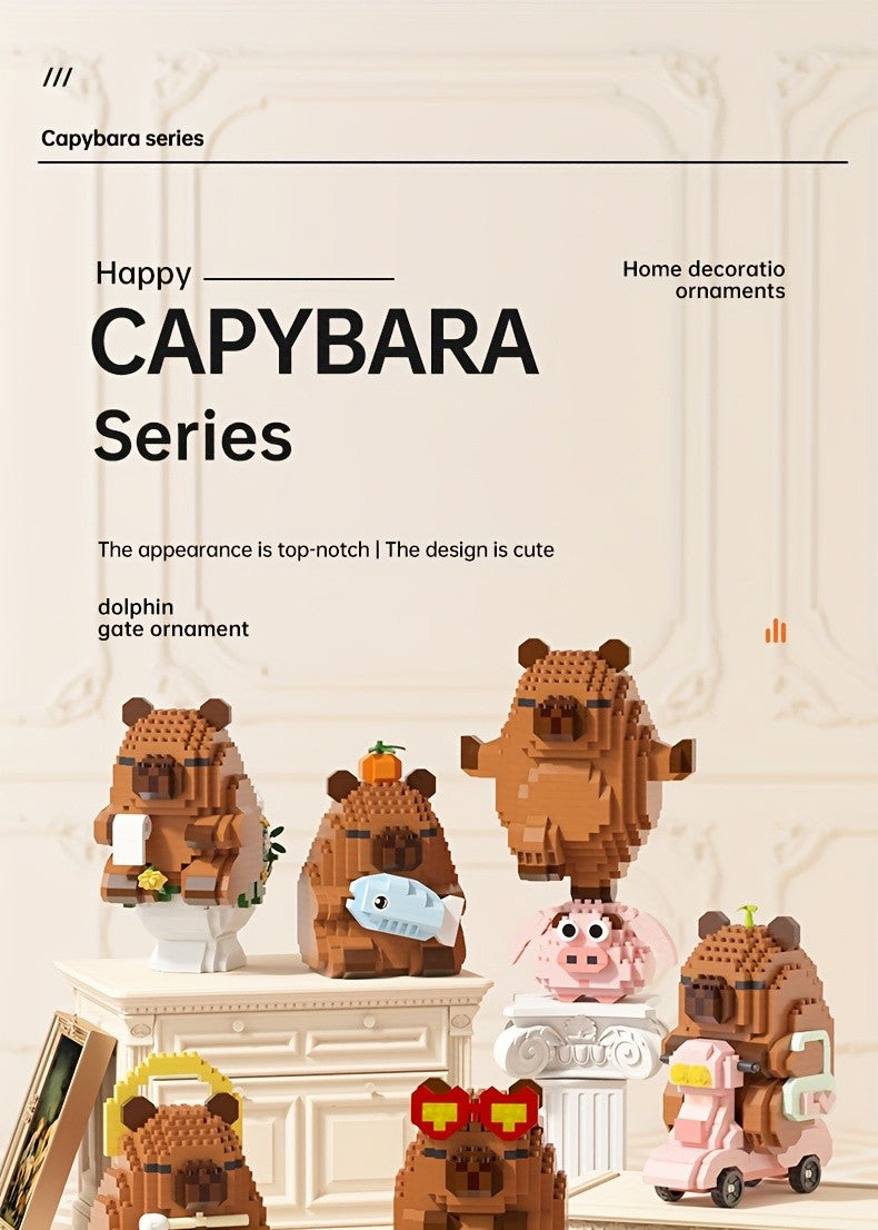 Capybara Micro Building Blocks 562pcs Miniature Collector Edition DIY Desk Decor Stress Relief Toy - Multiple Themes - Birthday Easter Christmas Gift for Boys Girls Teens Adults