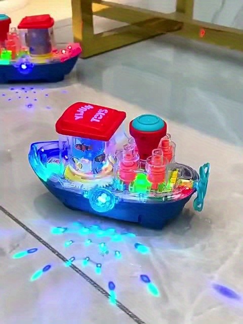 Interactive Sensory Boat Toy for Toddlers Ages 2+ – Underwater Theme with Fish & Coral Reefs, Rotating Scroll Screen & Music, Educational Sensory Play Toy for Boys Girls, Birthday Gift