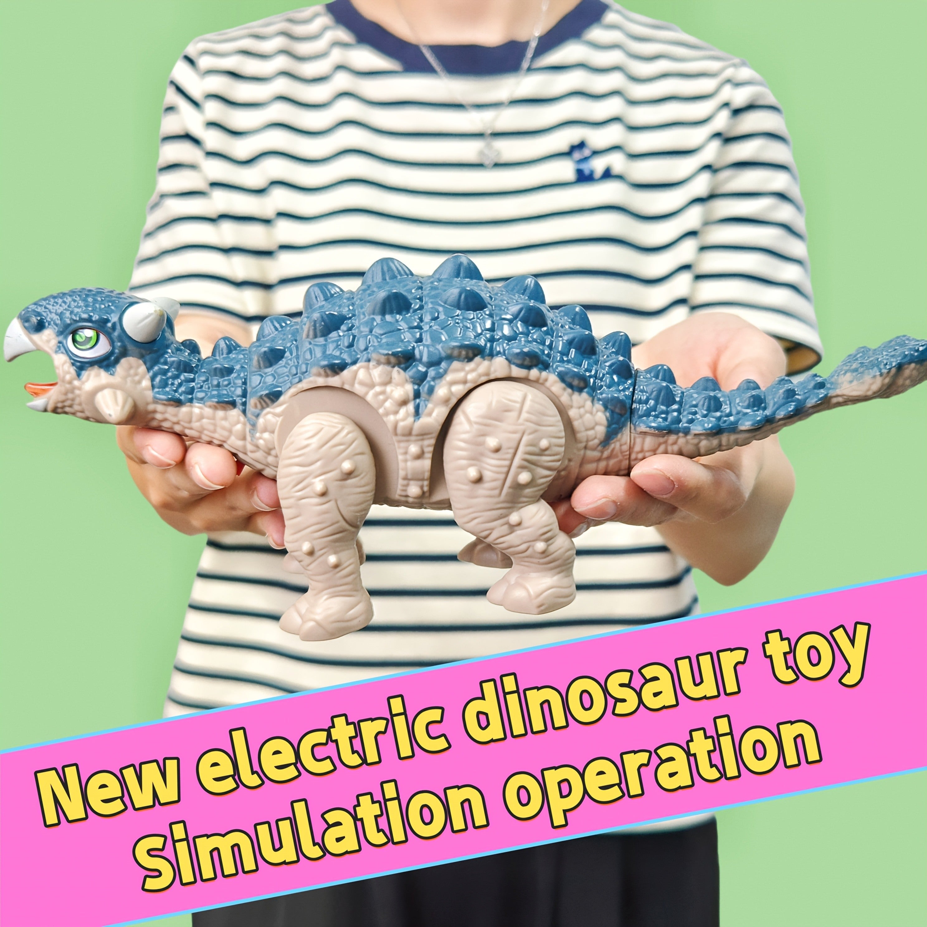 Walking Ankylosaurus Dinosaur Toy with Sound & Light – Interactive Jurassic Dinosaur Figure for Kids – Random Color Electric Dino Toy – Birthday & Children's Day Gift for Boys & Girls