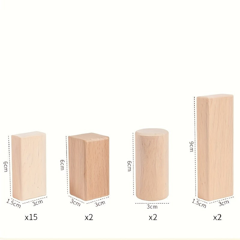 Wooden Building Blocks for Kids 100 Piece Solid Beech Wood Set – Unpainted Natural Stacking Blocks Ages 3-12, STEM Logical Thinking Educational Toy, Montessori Castle Puzzle Gift Boys Girls