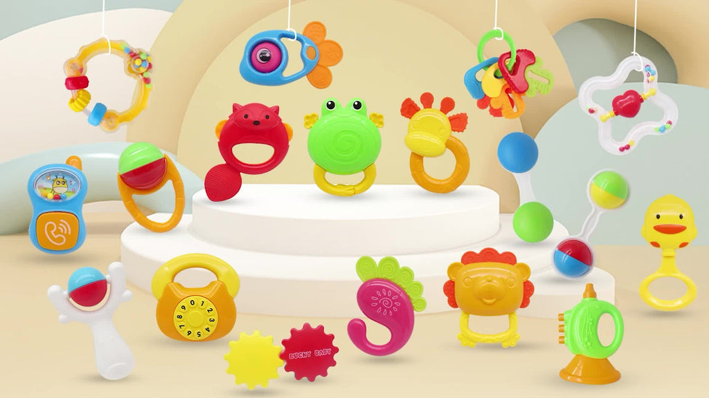 Baby Rattle Toy Set with Sound - Musical Toys for Babies Toddlers, Sensory Sound Rattle Gift Set for Boys Girls, Preschool Learning Toy, Birthday Easter Christmas Gift for Infants Kids