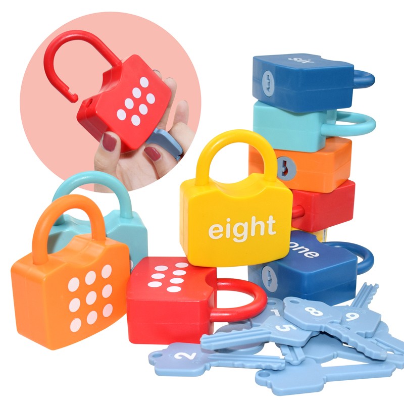Number Lock & Key Counting Toy Set 10 Pcs - Math Learning Toy for Preschoolers Ages 3-5, Kindergarten Classroom Activity Game, Educational STEM Gift for Boys Girls Birthday Christmas