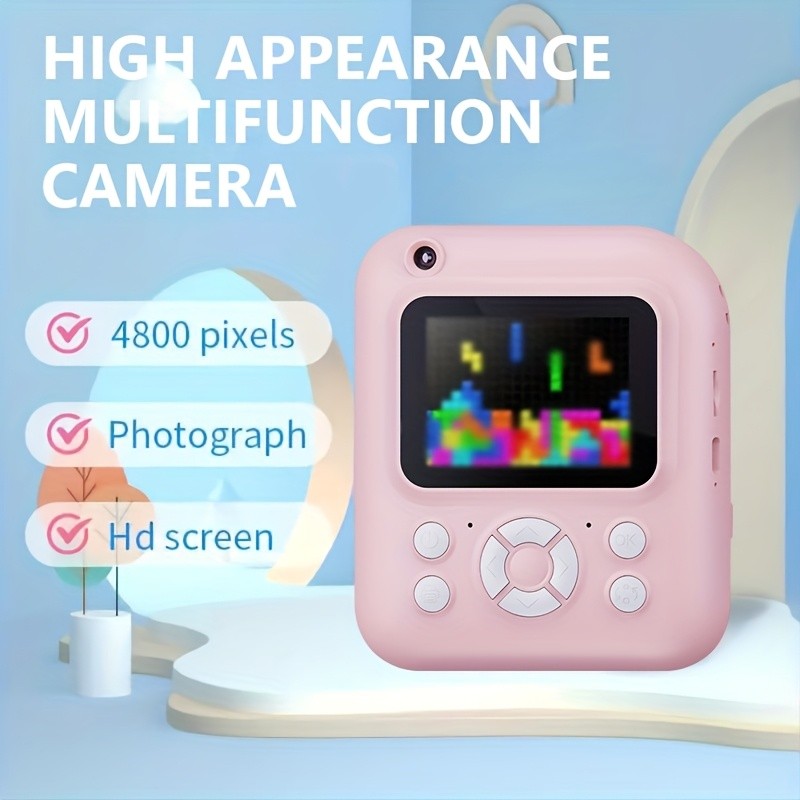 Kids Instant Print Camera 3-in-1 with MP3 Player & Puzzle Games - 2.4'' HD Screen Portable Digital Camera Toy with Print Paper 32GB Card Reader Lanyard Storage Bag Birthday Gift for Girls Boys