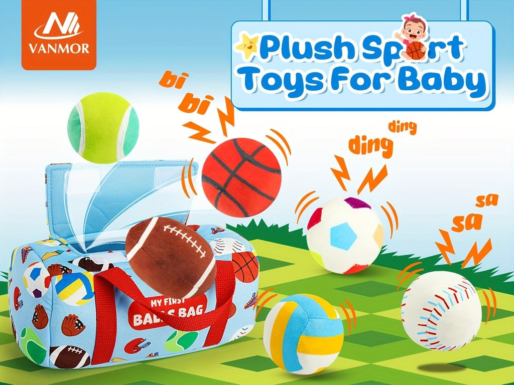 Baby Sensory Balls Set 6 Pcs Soft Plush Crinkle Rattle Toys for Toddlers Newborns - Texture Ball with Travel Storage Bag, Early Learning Infant Toy for 12+ Months, Baby Shower Gift Boys Girls