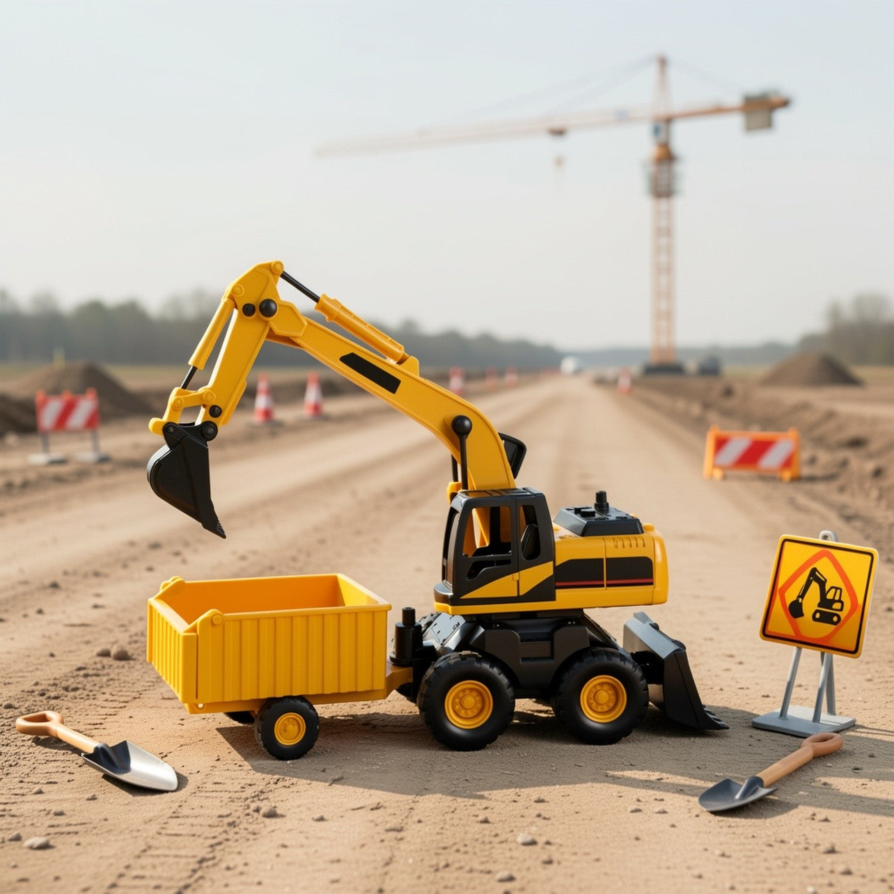 3-in-1 Construction Truck Toy Set Excavator Bulldozer & Dump Truck Inertia Power No Battery, Opening Cab 360° Rotation, Gift for Boys Girls Ages 3+