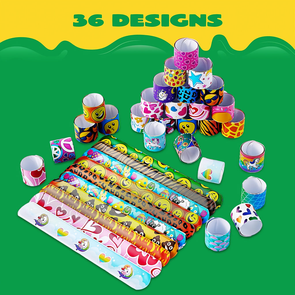 144-Piece Slap Bracelets for Kids Bulk – Unicorn, Heart & Animal Wristbands for Party Favors, Classroom Prizes & Goodie Bag Stuffers