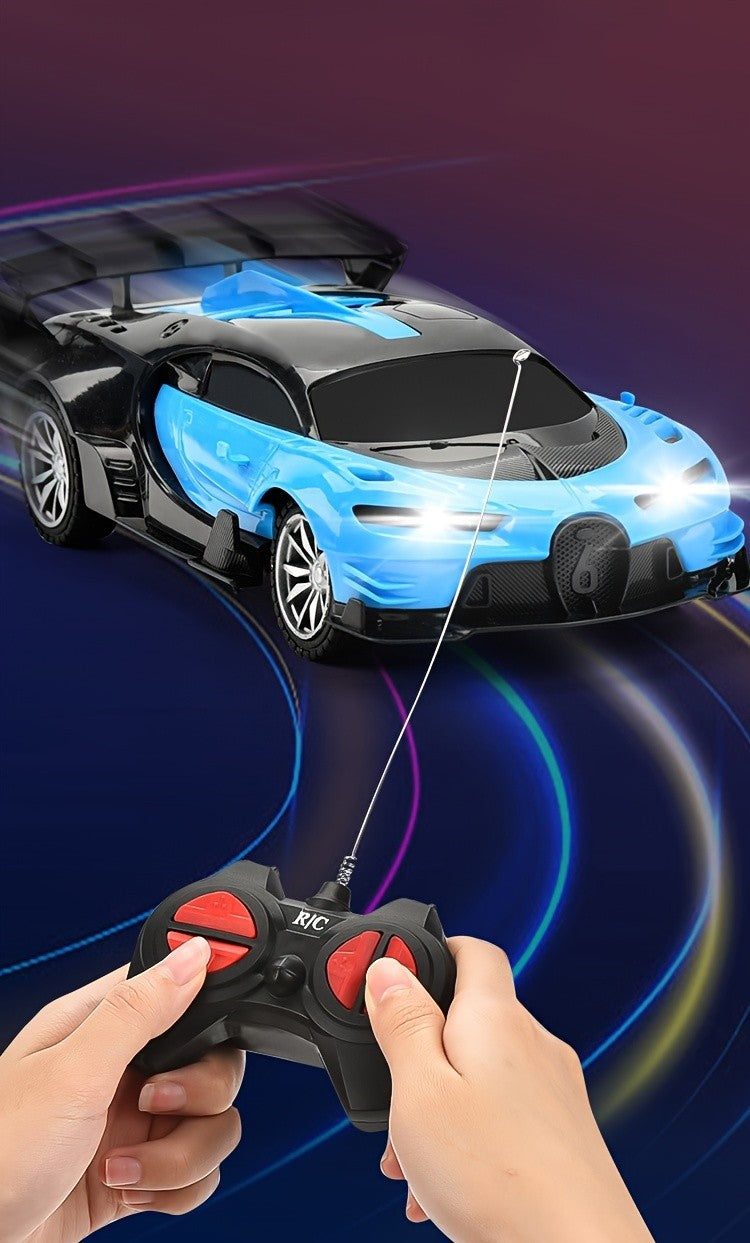 RC Car Toy 1:24 Scale High-Speed Drift Remote Control Car with LED Lights & 4-Channel Control – Kids Birthday Christmas Halloween Gift Blue Black Red