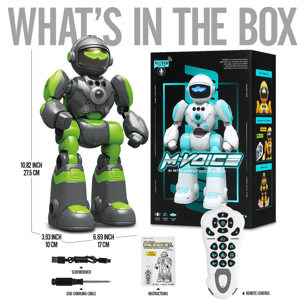 Gesture Control RC Robot Toy Voice Recording Programming EMO Mode LED Interactive Intelligent Robot Kids Boys Girls Birthday Christmas Gift Green Blue Pink Yellow