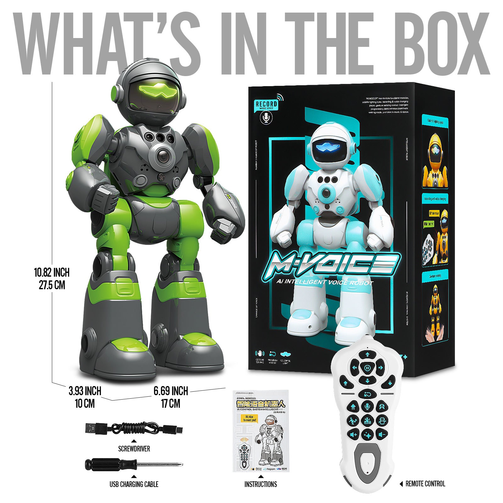 Gesture Control RC Robot Toy Voice Recording Programming EMO Mode LED Interactive Intelligent Robot Kids Boys Girls Birthday Christmas Gift Green Blue Pink Yellow