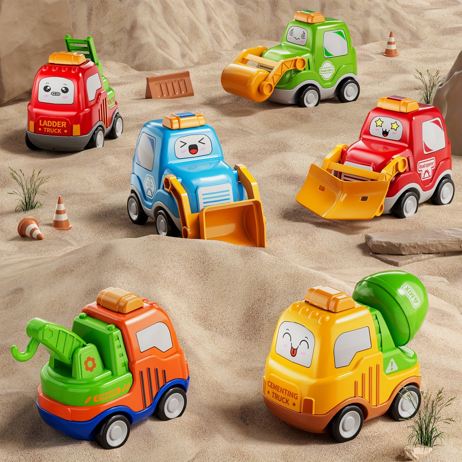 Transport Carrier Truck Toy 16.9 Inch with 6 Mini Cars Lights Sounds Construction Vehicle Playset for Kids Boys Girls Toddlers Ages 3+ Birthday Christmas Gift