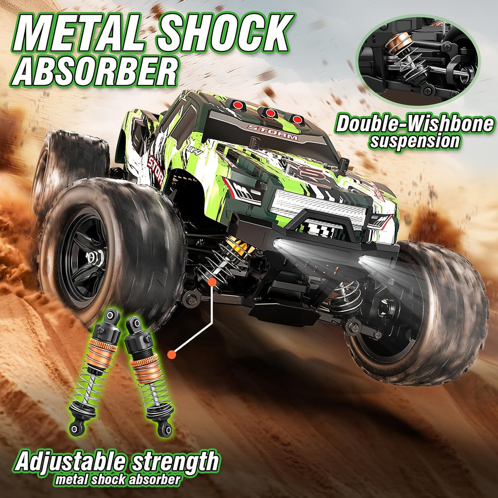 All-Terrain RC Off-Road Car 2.4GHz Durable Alloy Body Remote Control Toy Car Safe Design Rechargeable Kids Boys Ages 3+ Birthday Easter Christmas Gift