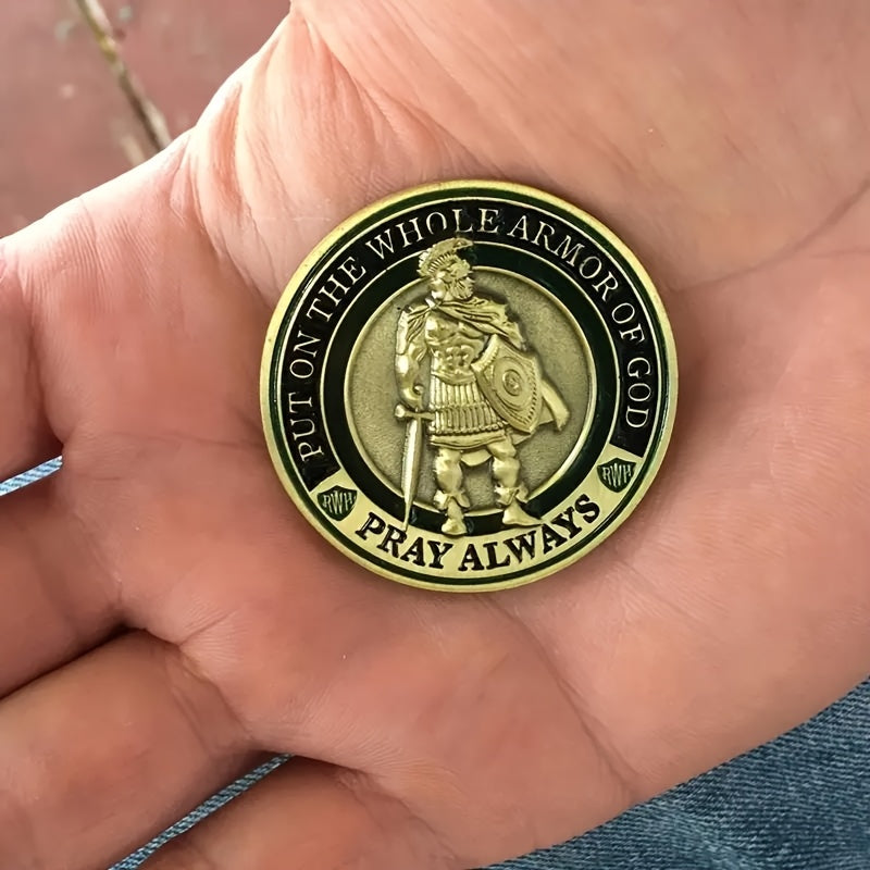 Armor of God Challenge Coins 20pcs Golden Iron Prayer Commemorative Coin – Ephesians 6 Christian Religious Collectible Gift for Church Events, VBS & Faith Community Ages 14+
