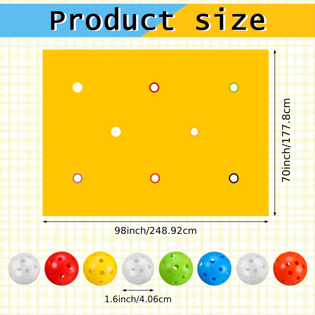 Hole Tarp Team Building Game 98 x 70 Inch with 8 Balls – Large Group Activity Parachute Tarp for Work School Camp & Family Outdoor Fun, Cooperative Teamwork Play Set for Kids Adults All Ages
