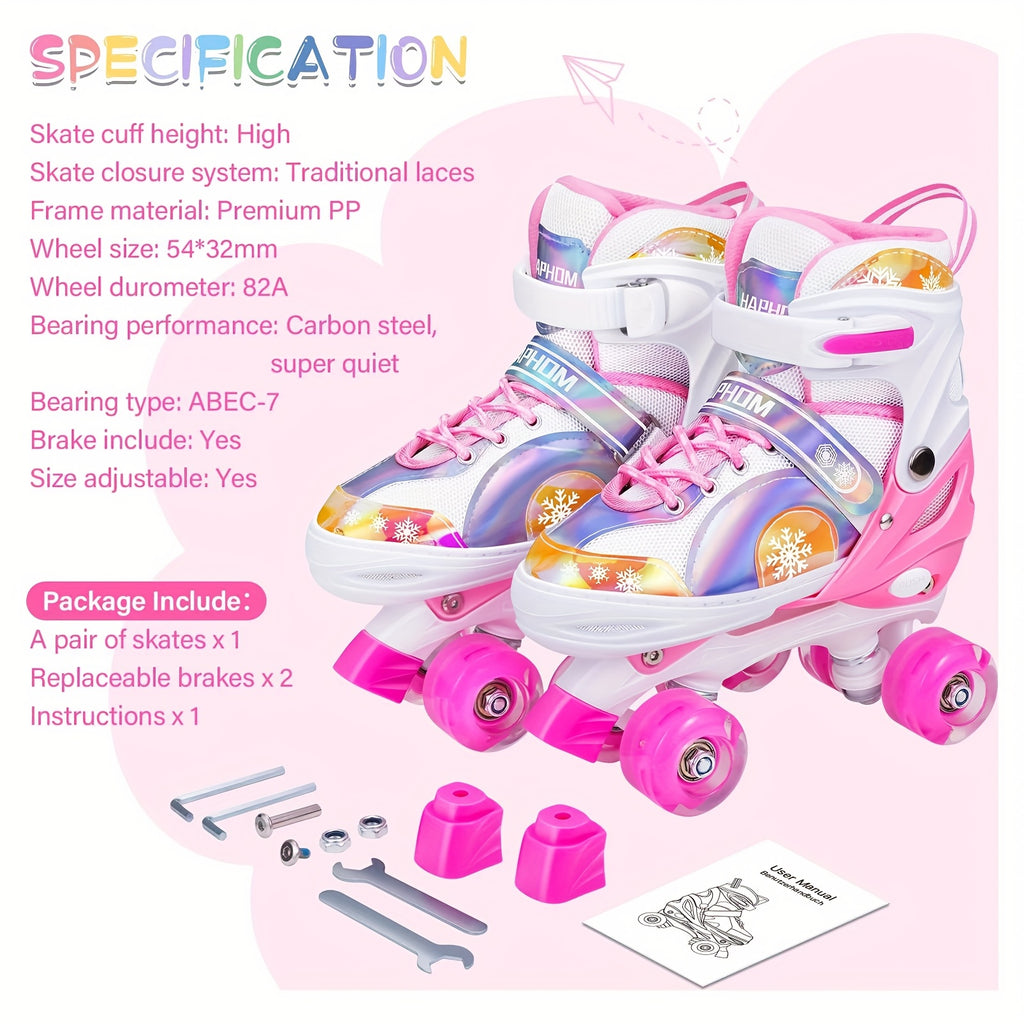 Light Up Roller Skates for Boys Kids Adjustable 4 Sizes LED Wheels Beginner Outdoor Skating Shoes Toddler Youth Ages 3 4 5 6 Birthday Christmas Gift