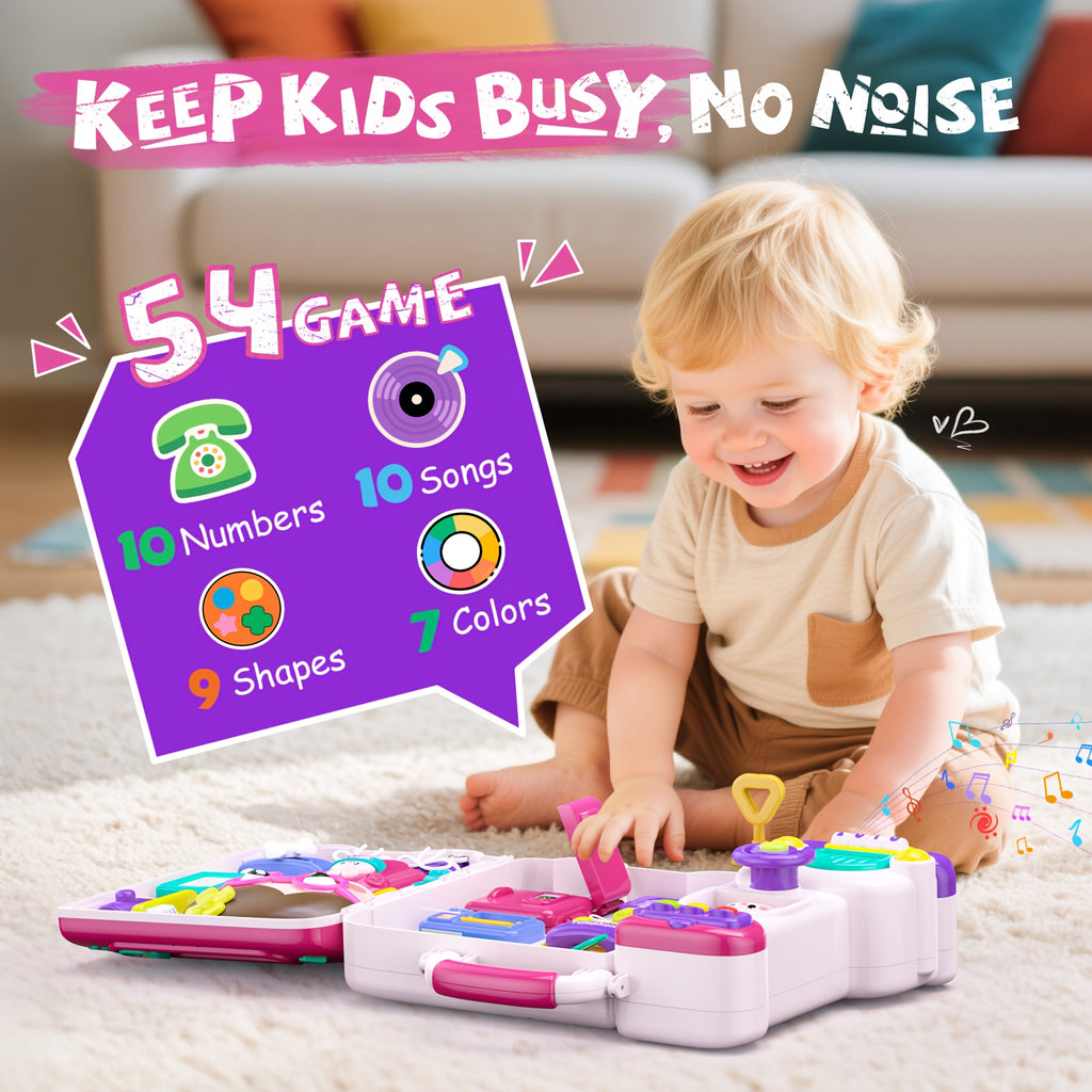 54-in-1 Musical Baby Busy Board for Toddlers - Early Educational Toy with Motor Skills Development, Montessori Activity Board, Birthday Gift for Baby Boys Girls 1-3 Years