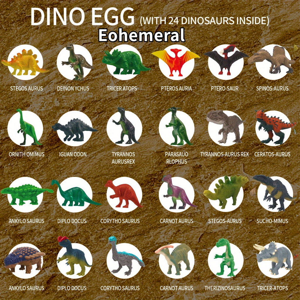 Dinosaur Egg Digging Kit STEM Archaeology Fossil Toy with 24 Mini Dinosaurs & Dino Cards - Kids Science Gift Ages 4-12 Birthday Christmas