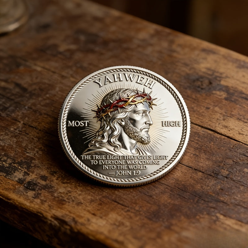 Jesus Token The True Light John 1:9 – 3-Piece Religious Commemorative Coin Set – Christian Novelty Collector Token – Faith Keepsake Gift for Teens & Adults – Easter, Christmas & Church Gift