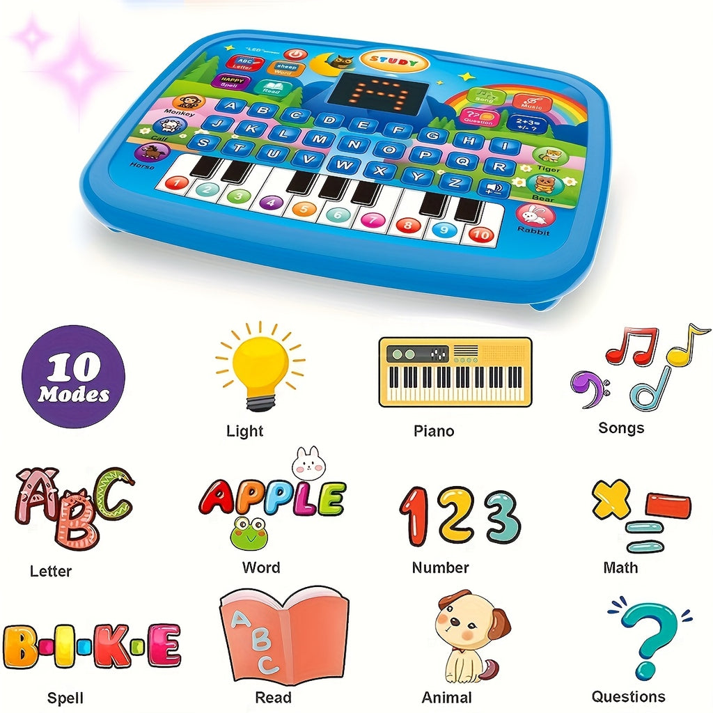 Kids Multifunctional Learning Tablet Ages 3+ – Educational Toy with Alphabet, Numbers, Music, Animals & Piano Keys, Interactive Learning Machine for Toddlers Boys Girls, Birthday Gift