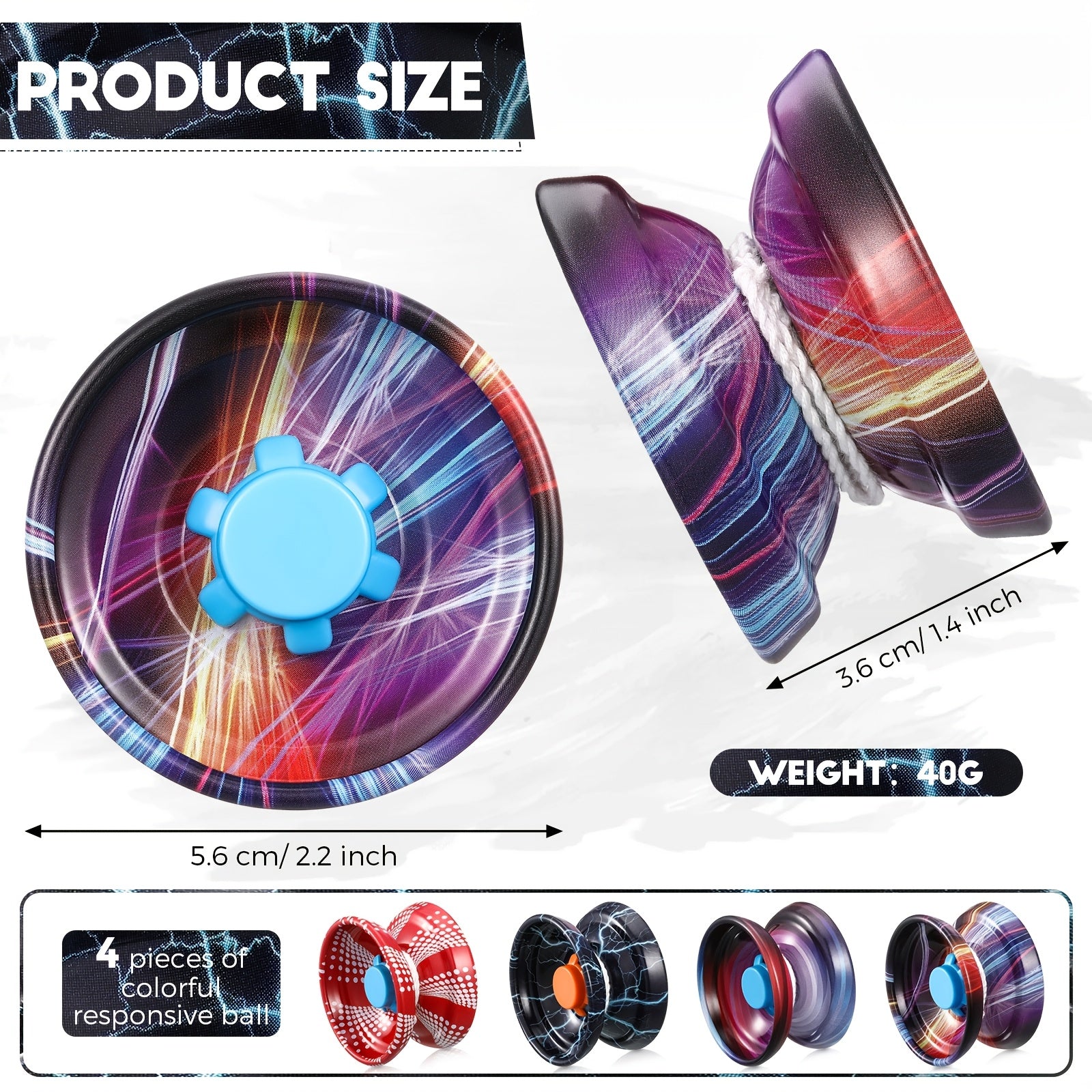 Metal Yoyo 4 Pack for Beginners – Alloy Responsive Auto Return Yoyo Ball Set for Kids, Boys & Adults, String Trick Yo-Yo Multi Style Mixed Colors