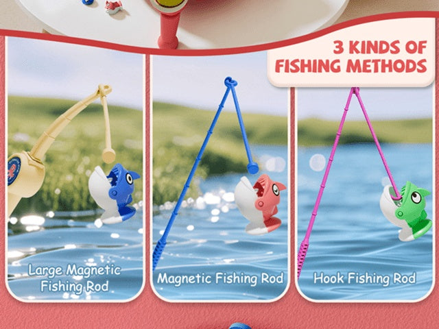 Kids Magnetic Fishing Game Toy 66pcs Ocean Theme 1-8 Players Educational Fine Motor Skills Toddler Boys Girls Birthday Holiday Gift Ages 1-8