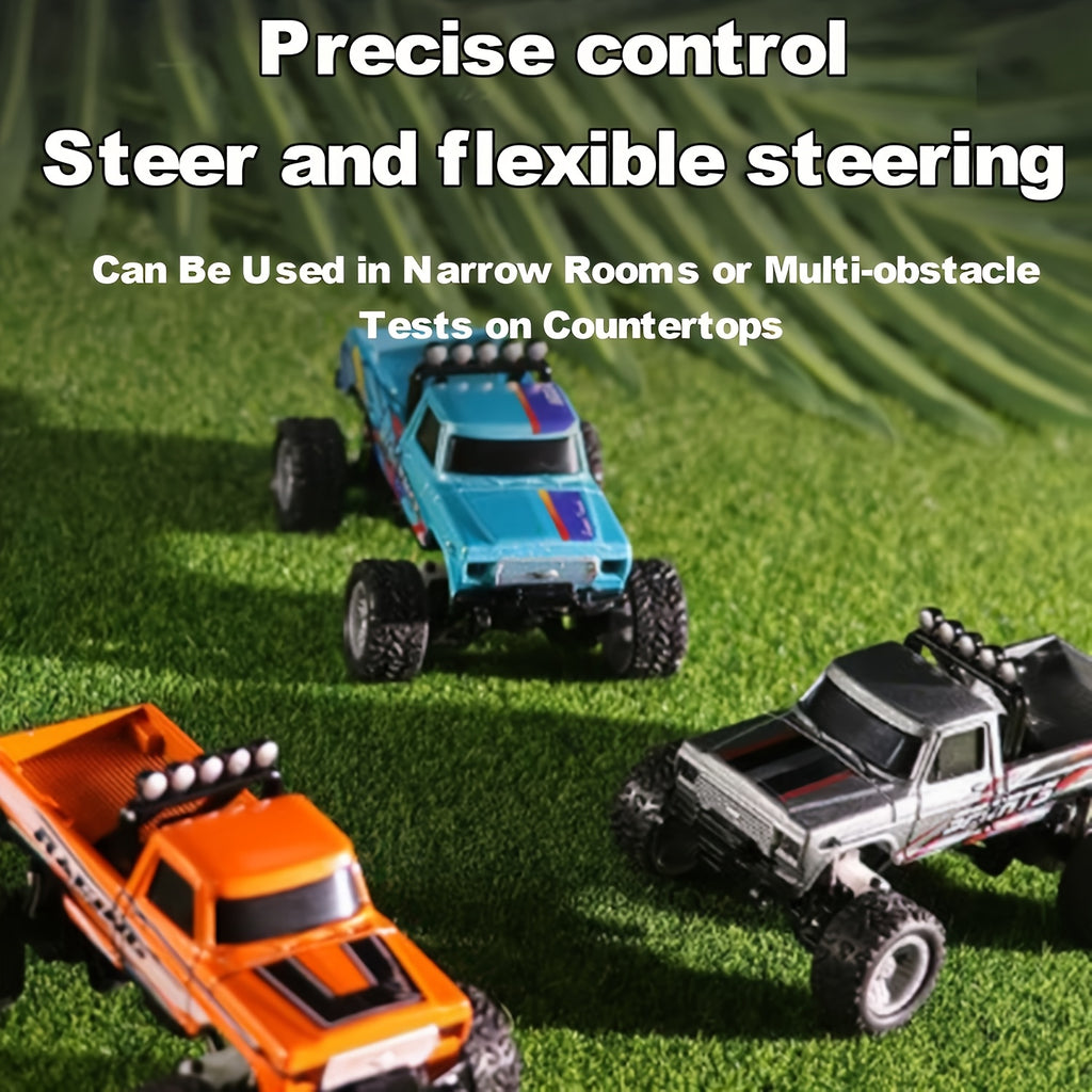 Mini RC Monster Truck 1/64 Scale 2.4GHz Die-Cast Alloy Off-Road Climbing Car with Shock Absorber - High Speed RC Gift for Adults Kids Boys