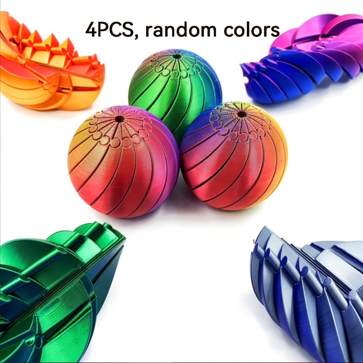3D Printed Slime Deformation Ball 4 Pack – Random Color Squeeze Stress Balls, Novelty Home Decor Ornament & Holiday Gift for Kids & Adults