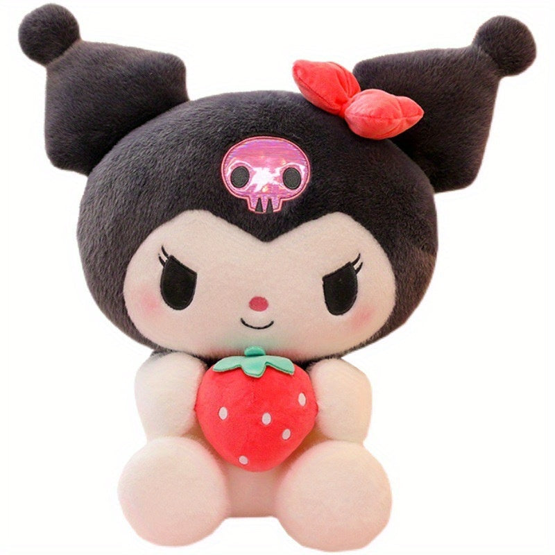My Melody Sanrio Plush Toy 9.84 Inch – Sitting Strawberry Kuromi Melody Stuffed Animal Doll, Kawaii Sanrio Gift for Girls Girlfriend Birthday Holiday Room Decor