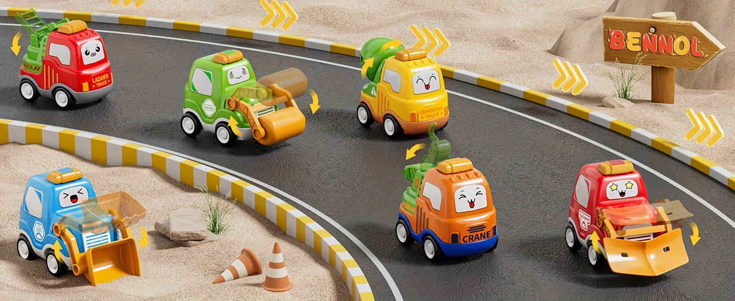 Transport Carrier Truck Toy 16.9 Inch with 6 Mini Cars Lights Sounds Construction Vehicle Playset for Kids Boys Girls Toddlers Ages 3+ Birthday Christmas Gift