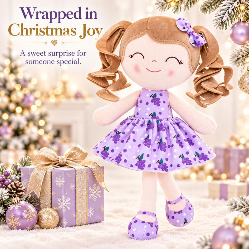 Plush Doll for Girls by Gloveleya, Soft Strawberry Grape and Orange Styles, Lightweight Cuddle Companion, Birthday and Christmas Gift