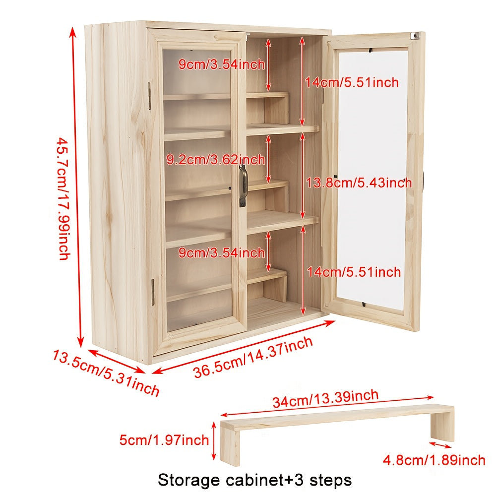 Display Cabinet for Figures & Dolls Solid Wood 6-Tier – Acrylic Door Showcase Shelf for OB11 Doll Action Figure Collectible Storage, Bedroom Living Room
